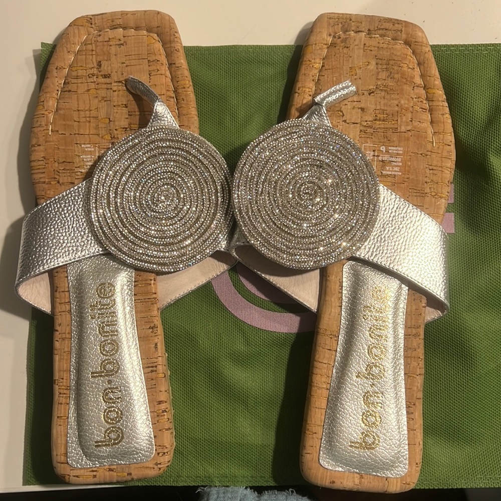 Unique silver sandals